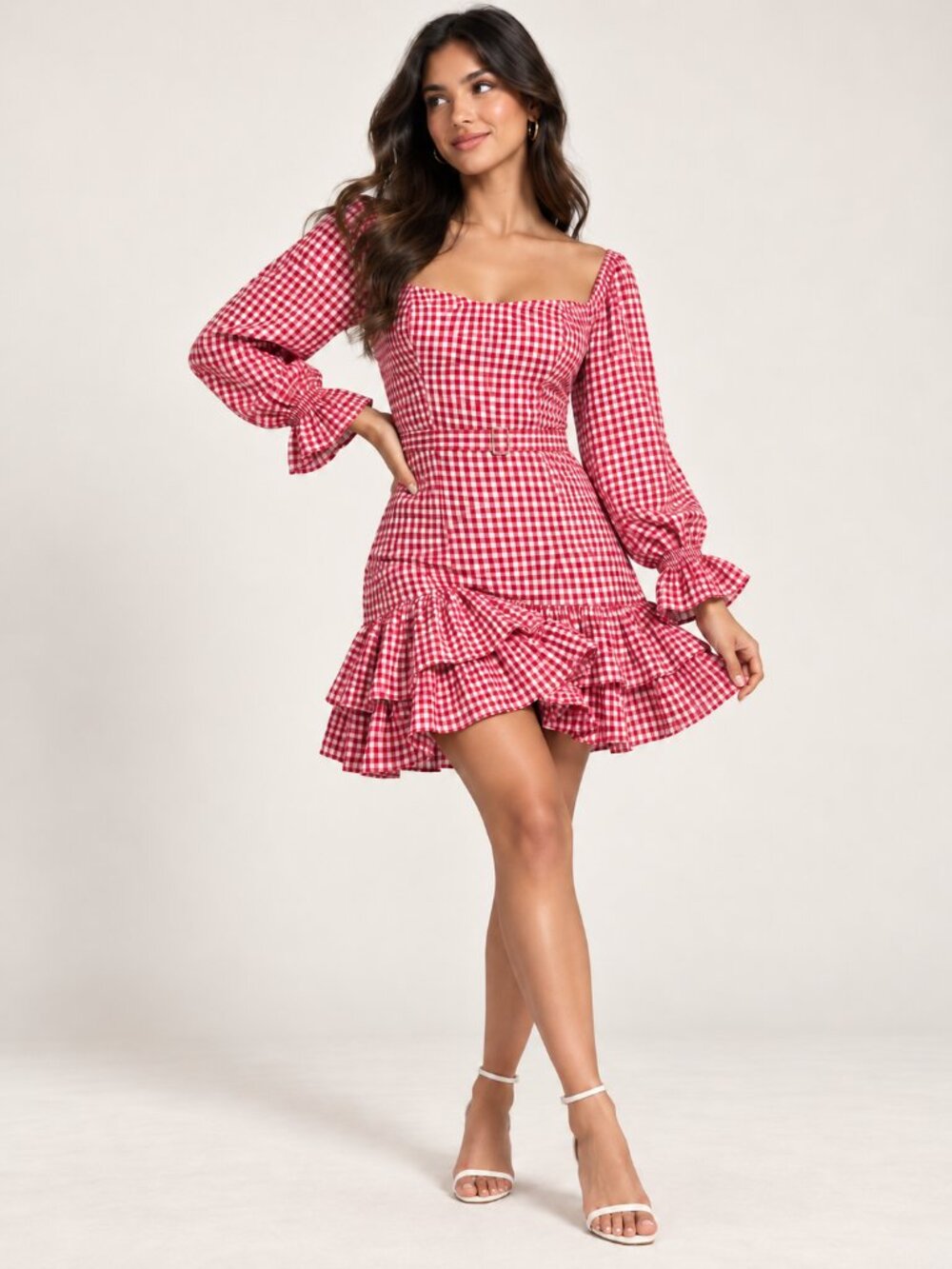 Maeve Anthropologie Red Gingham Off Shoulder Ruffle Mini Dress Size 10 NWT